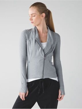 lululemon athletica Precision Jacket Heathered Gray Asymmetrical Zip Jacket